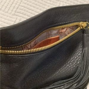 HOBO - Supple black pebbled leather waist pouch. 8 inches wide by 5 inches deep.